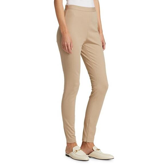 St. John NWT Ankle Zip Stretch Gabardine Pants Beige Size 6 Flat Front Side Zip - Picture 3 of 12